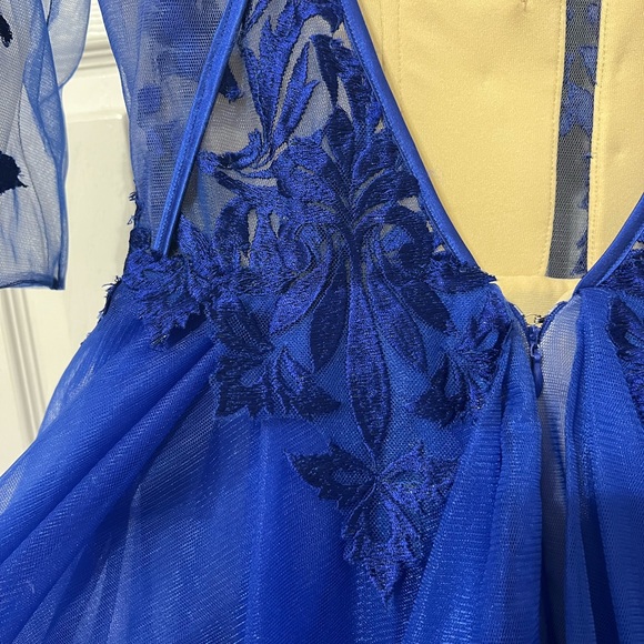 3/4 Lace Sheer Sleeve Royal Blue Gown Turkish Gown from Turkey - Picture 6 of 9